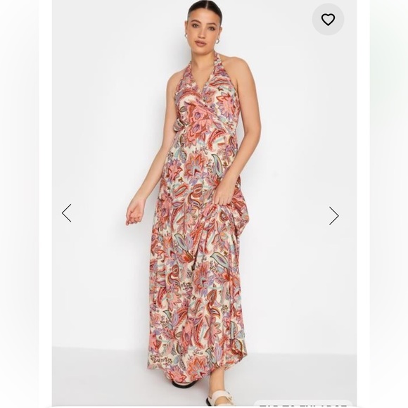 long tall sally Dresses & Skirts - LTS Tall Pink Paisley Print Halter Neck Maxi Dress Size US 12